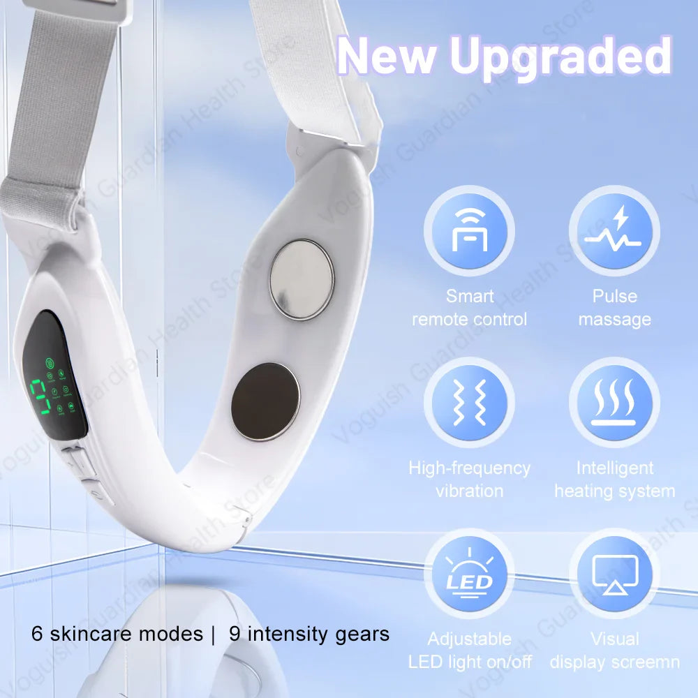 Pink 4 in 1 Massager for Face, Facial Sculpting Device for Double Chin, Reduces Sagging Skin, Remote Control Operation with 5 Modes, 15 Adjustable Intensities. (White)